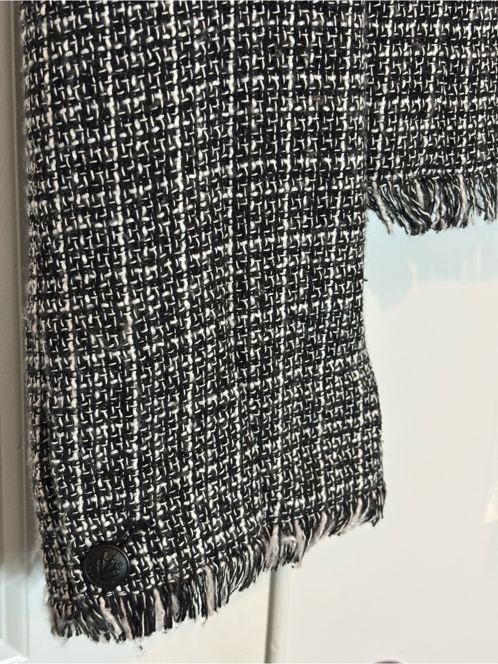 Rag & Bone Carmen Black White Tweed Fringe Crop Blazer Jacket 4 - Picture 5 of 8